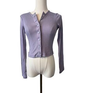 NWT Outdoor Voices XS Earl Grey Rib Cropped Cardigan